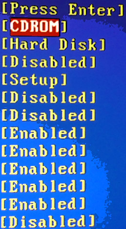 BIOS, выбор CDROM