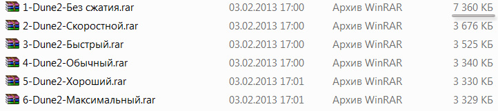 WinRAR - Dune 2 - сжатие
