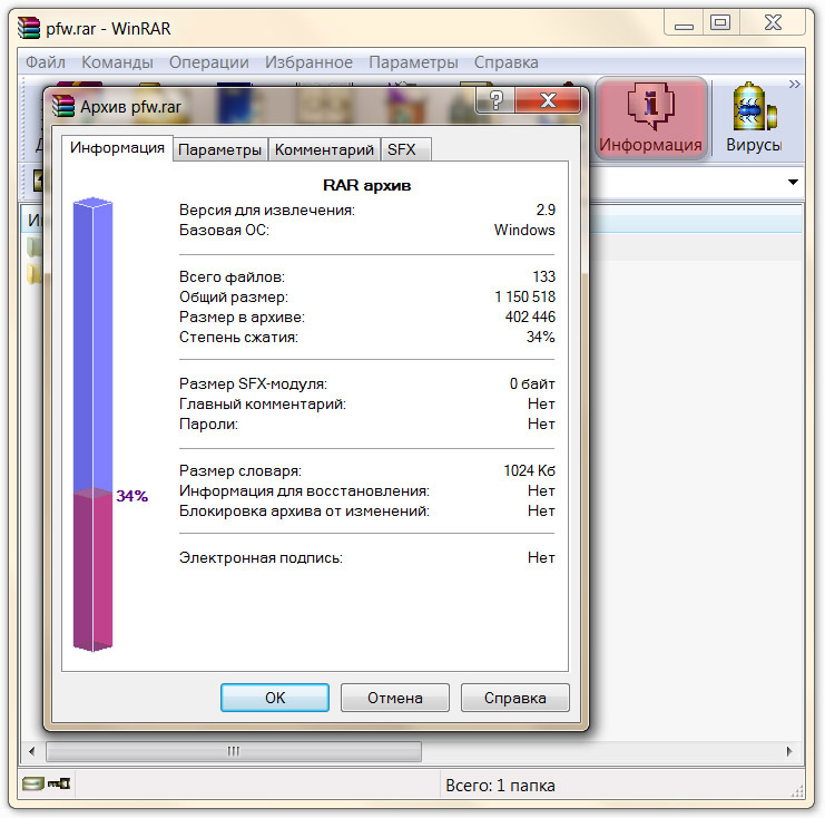 WinRAR - информация.