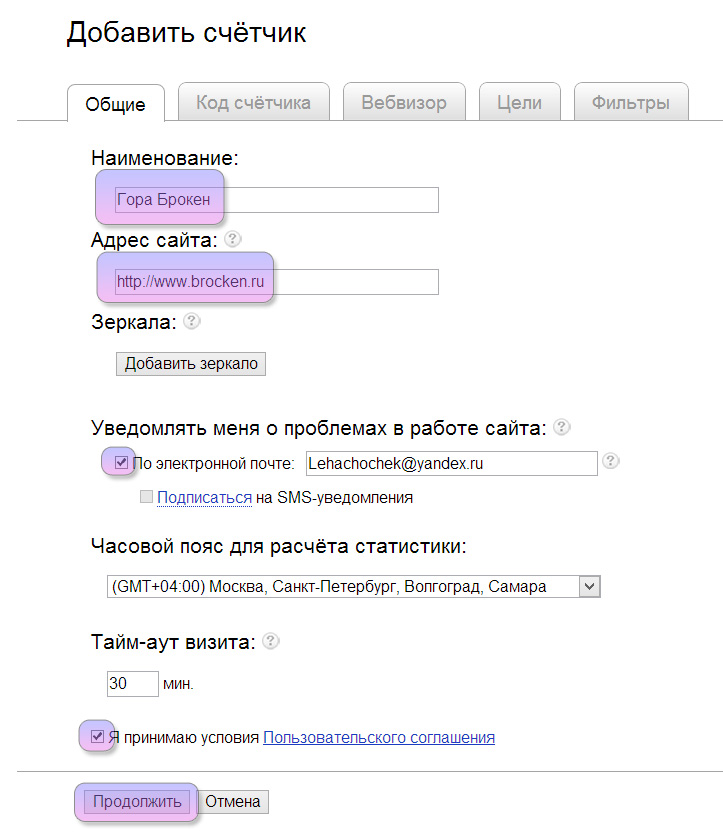 Yandex metrika site