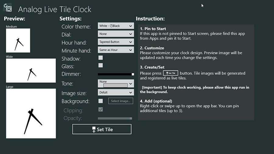 Analog Live Tile Clock