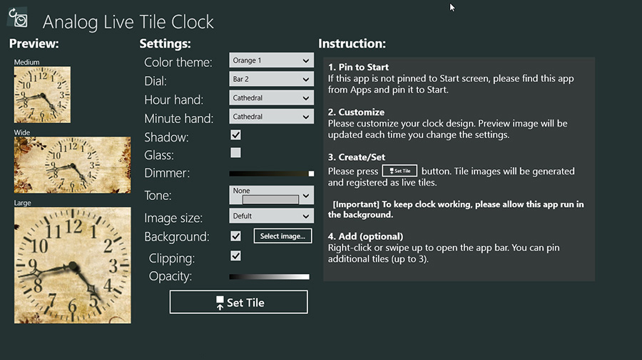 Analog Live Tile Clock