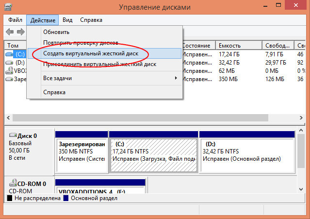 Создать виртуальный жёсткий диск