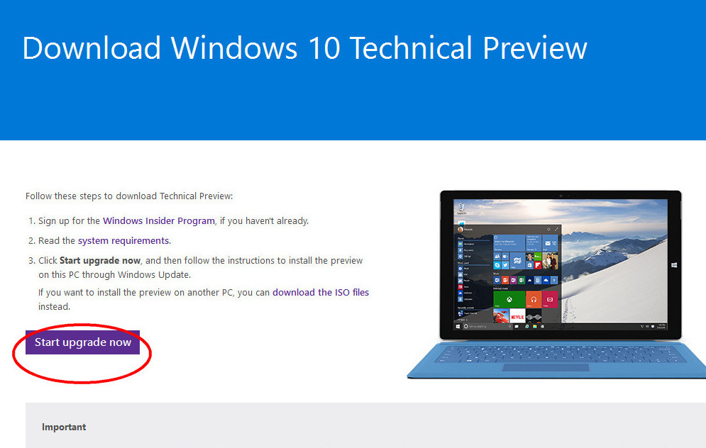 Start upgrade now