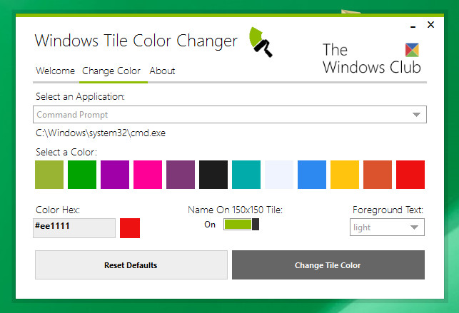 Windows Tile Color Changer