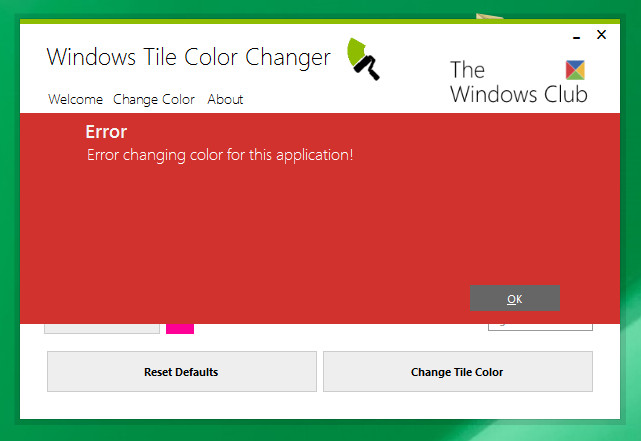 Windows Tile Color Changer