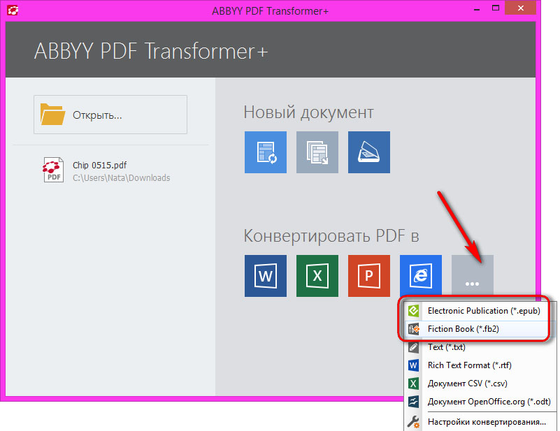 PDF в FB2 и ePub