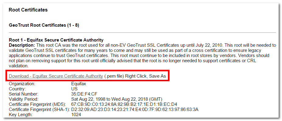 Download — Equifax Secure Certificate Authority