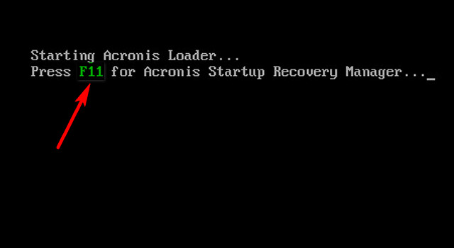 f11 recovery wizard in acronis true image 19 hangs