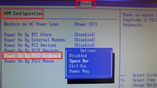 Power On by PS/2 Keyboard