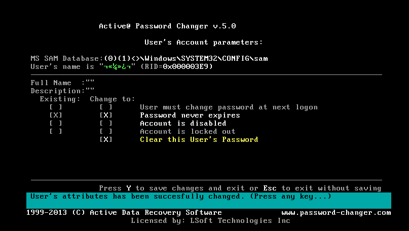 Alter user password