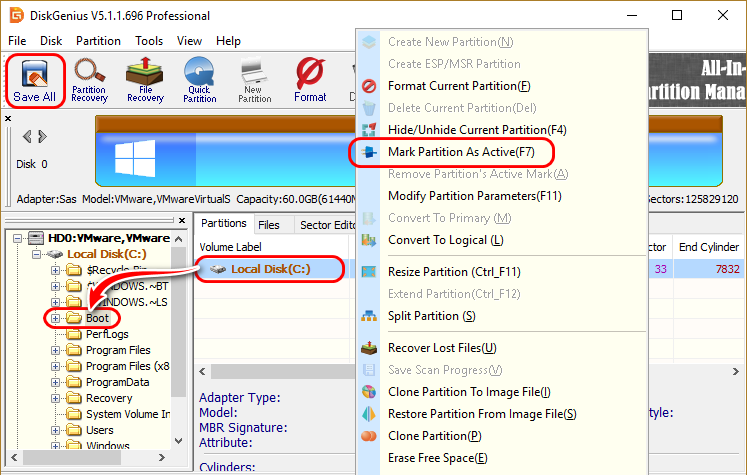 Mark Partition As Active