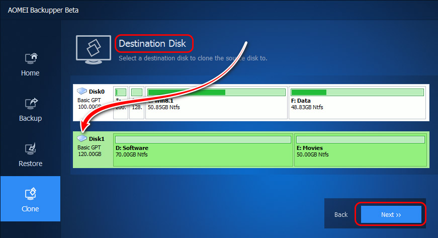 Destination Disk