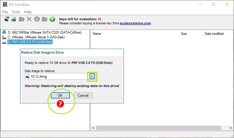Disk image to restore