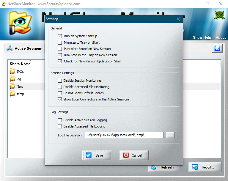 NetShareMonitor - Settings