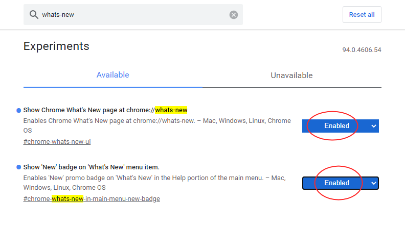 Show Chrome What's New page