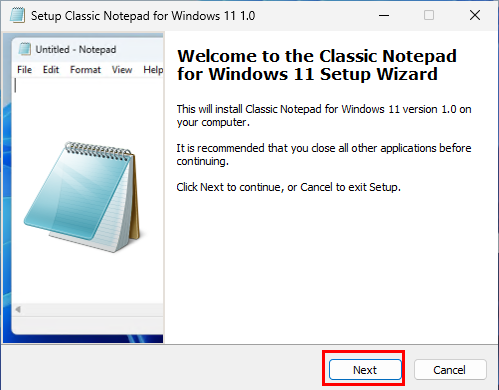 Classic Notepad for Windows 11