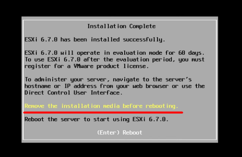 Remove the installation media before rebooting